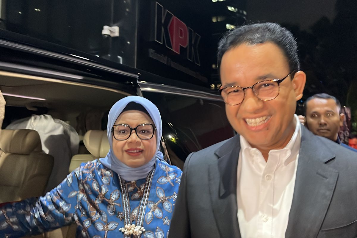 Calon presiden dan calon wakil presiden (capres-cawapres) nomor urut 1, Anies Baswedan dan Muhaimin Iskandar tiba di Gedung Merah Putih KPK, Jakarta, Rabu (17/1/2024).