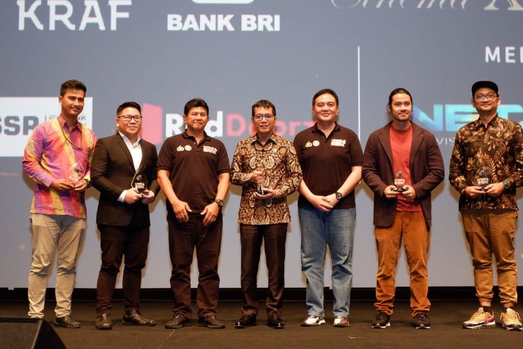 Malam Penghargaan Police Movie Festival 2019 di Djakarta Theater, kawasan MH Thamrin, Jakarta Pusat, Kamis (7/11/2019). Terlihat di dalamnya Irjen Pol. Muhammad Iqbal, Menteri Pariwisata & Ekonomi Kreatif Wishnutama, aktor Chicco Jerikho.