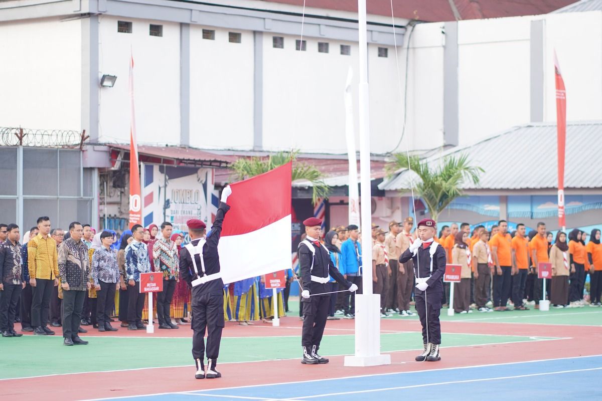Suasana upacara peringatan Hari Kemerdekaan Republik Indonesia ke 80, yang dilakukan jajaran Ditjenpas Sulsel, pada (17/8/2025).