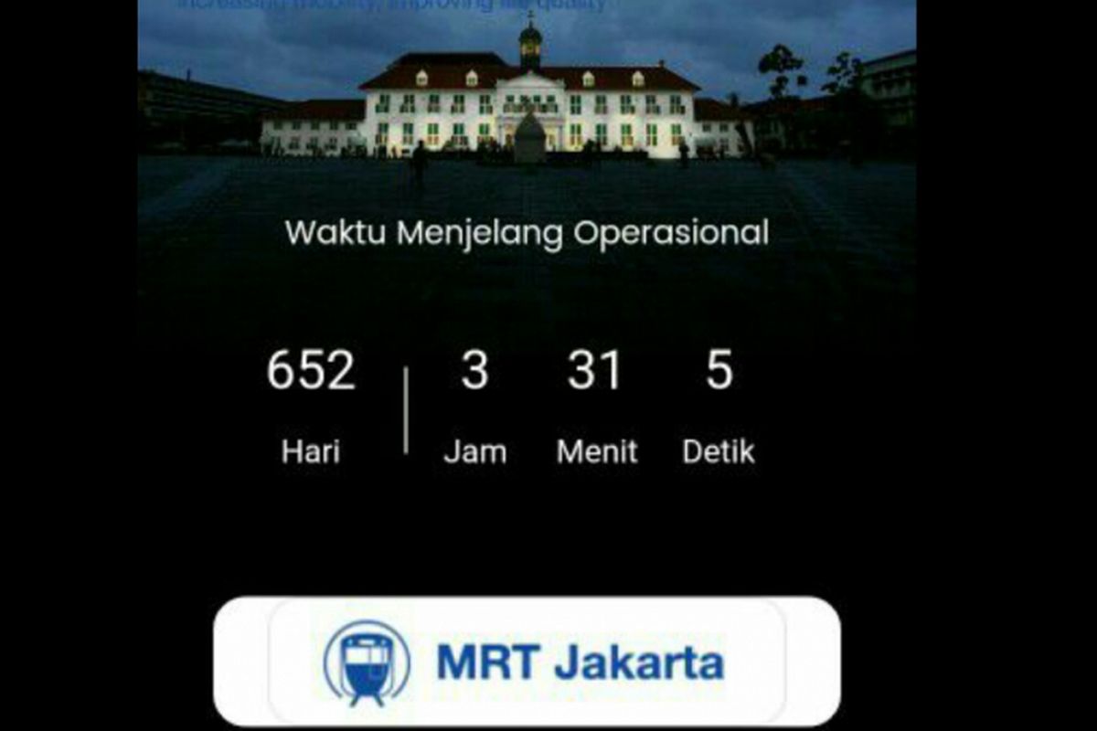 Wajah baru website resmi PT DKI Jakarta yang menampilkan countdown pengerjaan proyek MRT hingga target dioperasikannya pada Maret 2019 mendatang.