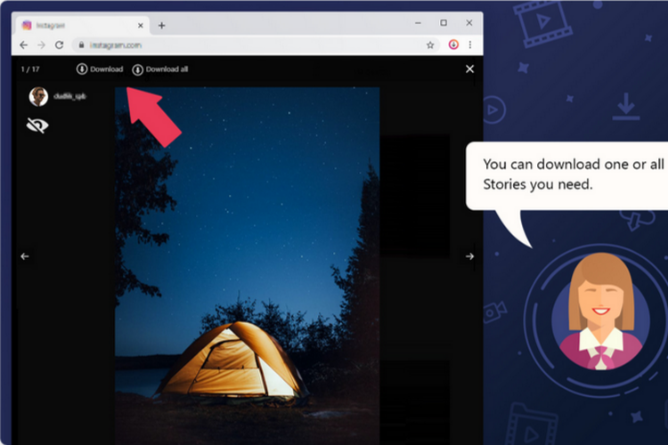 Ilustrasi cara melihat Instagram Stories tanpa ketahuan dengan ekstensi di Google Chrome.