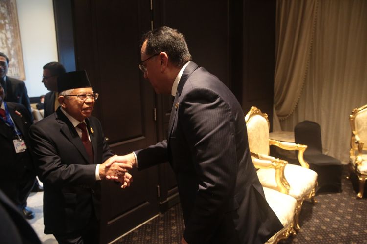 Wakil Presiden Ma'ruf Amin melakukan pertemuan bilateral dengan Perdana Menteri Mesir Mostafa Kamal Madbouly di Sharm El Sheikh, Mesir, Selasa (8/11/2022).