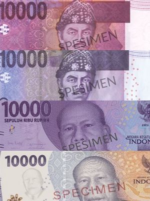 Uang pecahan Rp 10.000 keluaran emisi 2005, 2010, 2016, 2022.