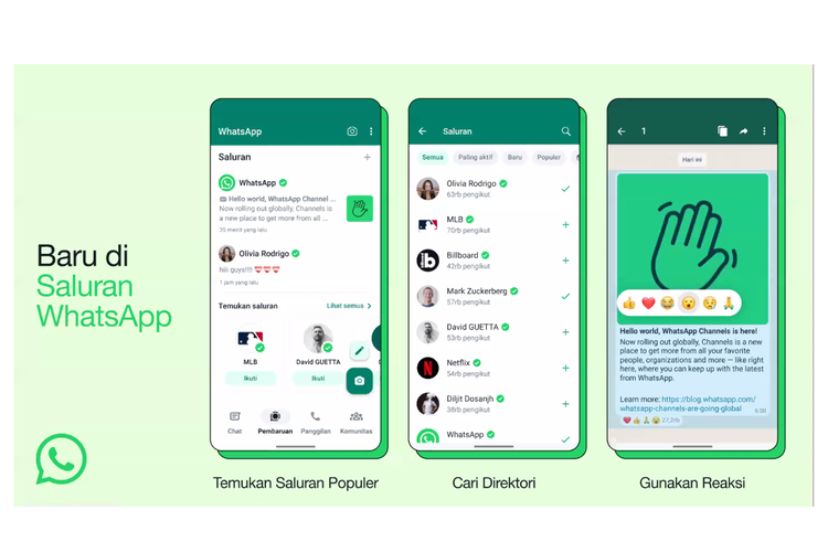 WhatsApp resmi luncurkan Saluran WhatsApp (WhatsApp Channel) ke seluruh pengguna Indonesia, Rabu (13/9/2023)
