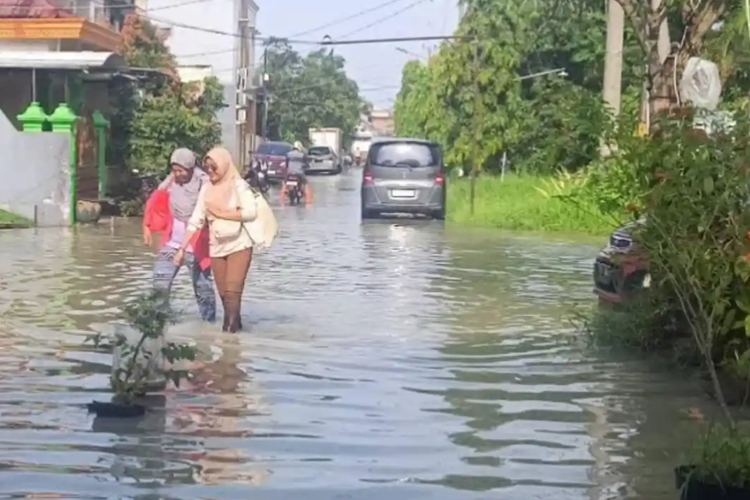 Hujan deras mengakibatkan tanggul anak Kali Lamong di Kabupaten Gresik Jawa Timur, jebol. Banjir pun kembali melanda sejumlah desa di dua kecamatan Kabupaten Gresik wilayah selatan.