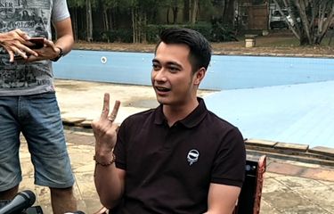 Eza Gionino ditemui di lokasi shooting Aku Bukan Ustadz di Jalan Sarinembah, Depok, Jawa Barat, Senin (23/7/2018).