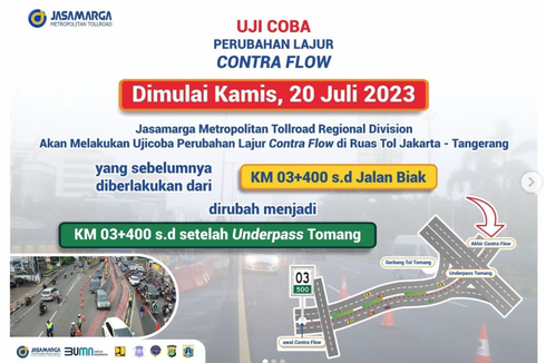 Ada Perubahan Jalur Contraflow di Tol Jakarta-Tangerang