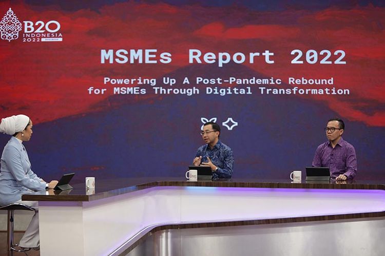 B20 Digitalization Task Force Deputy Chair Fajrin Rasyid dan Managing Director & Partner at BCG Davids Tjhin dalam acara MSMEs Report 2022 yang ditayangkan pada kanal Youtube SEA Today, Kamis (1/9/2022). 