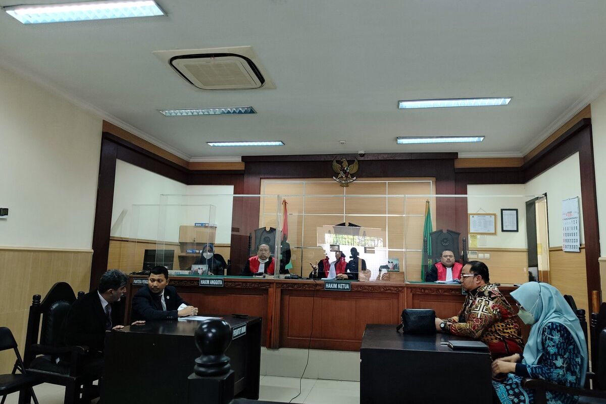 Suasana sidang putusan kasus ingkar janji alias wanprestasi terhadap tergugat Ustadz Yusuf Mansur, PT Inext Arsindo dan Jody Broto Suseno, di Pengadilan Negeri Tangerang, Kamis (1/12/2022).