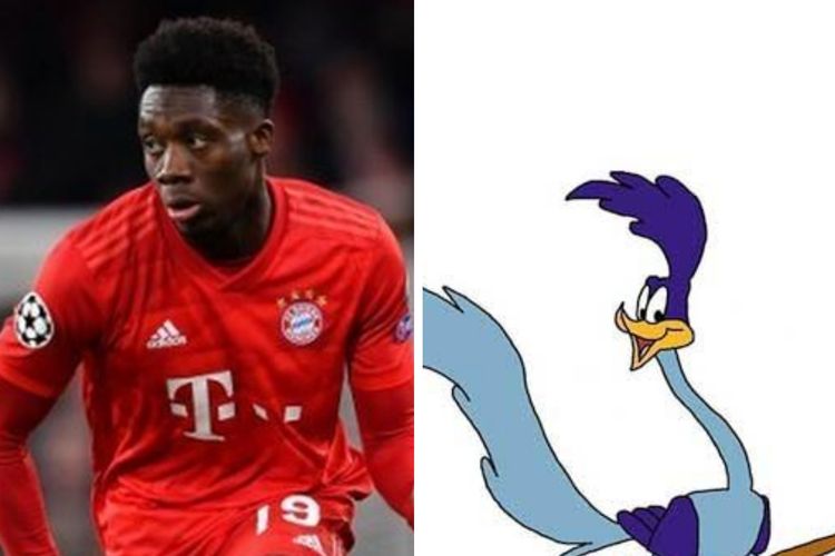 Bek Bayern Muenchen, Alphonso Davies dan karakter kartun Road Runner.