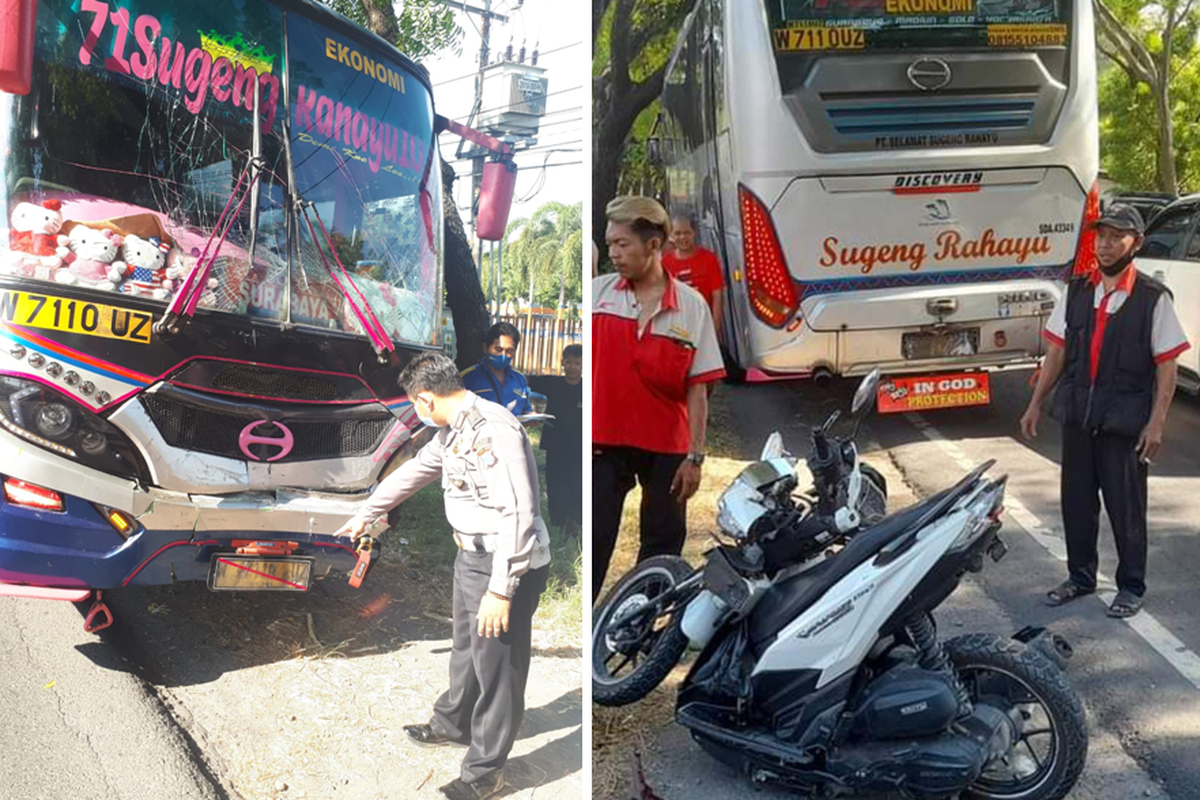 Kecelakaan Bus Sugeng Rahayu di Ngawi, Jawa Timur, Sabtu (16/10/2021).