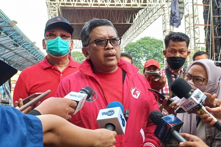 Sekretaris Jenderal DPP PDI-P Hasto Kristiyanto ditemui di Lapangan Banteng, Jakarta, Jumat (20/5/2022).
