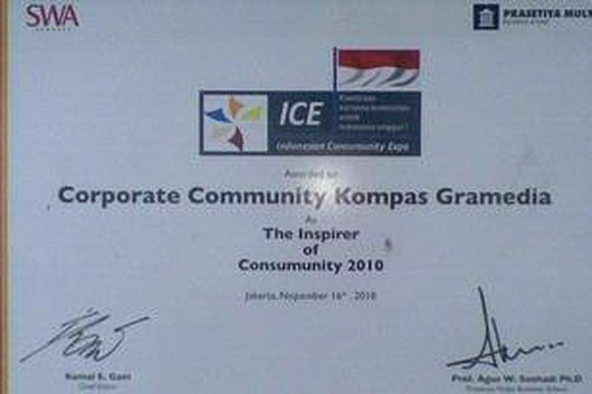 Kompas Gramedia Cyclist dapat penghargaan