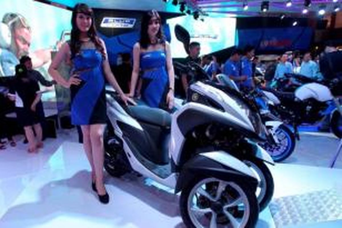 Motor Yamaha Tricity dipamerkan pada Indonesia Motorcycle Show 2014 di Jakarta Convention Center, Jakarta, Rabu (29/10/2014). Pameran khusus sepeda motor terbesar di Tanah Air ini akan berlangsung hingga 2 November mendatang.