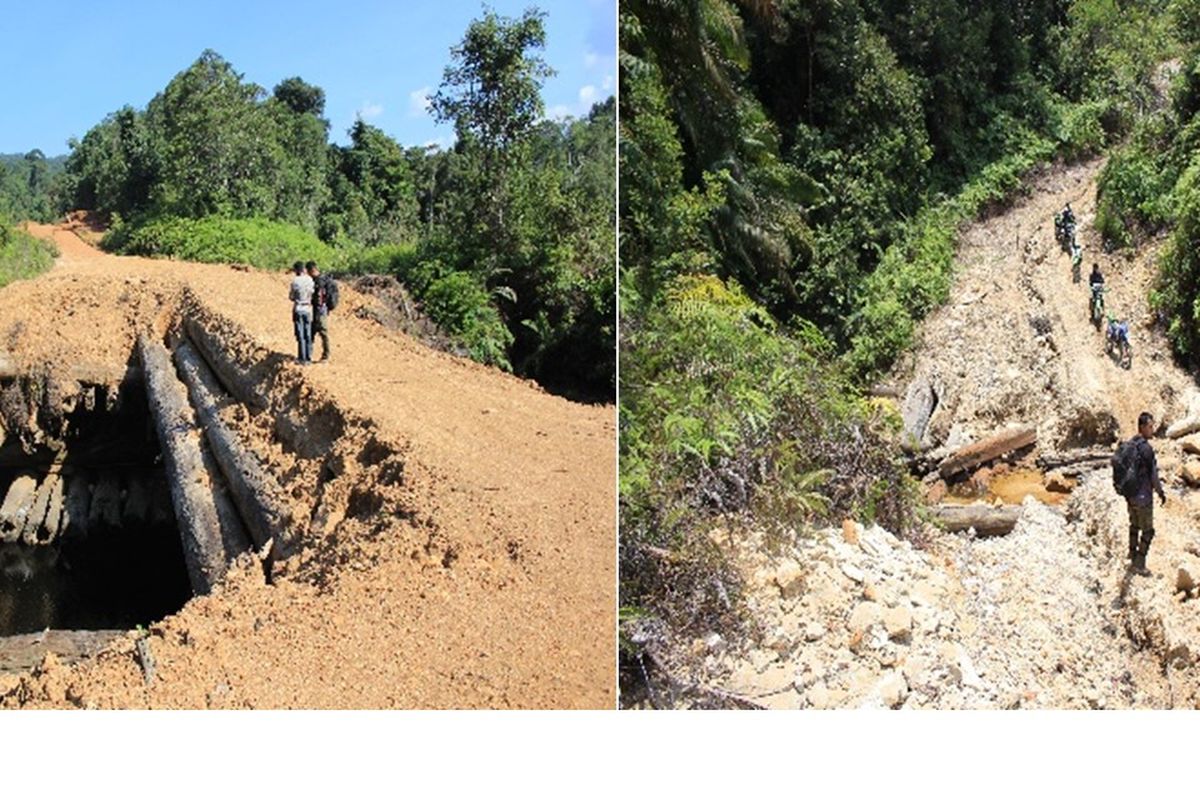 Kondisi jalan di Kabupaten Mahakam Ulu, Kalimantan Tengah