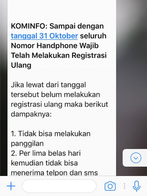 Hoax yang beredar soal registrasi kartu SIM prabyar.