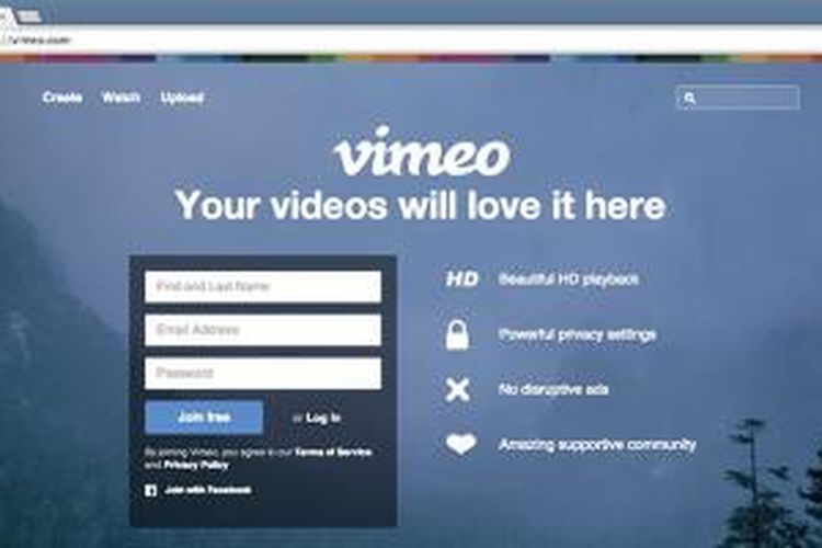 Situs web Vimeo.com bisa diakses dari jaringan First Media pada Selasa malam (13/5/2014)