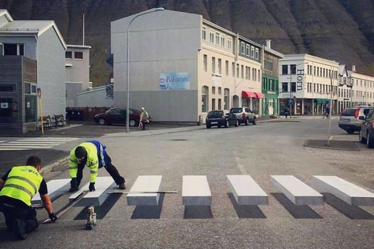 Zebra cross 3D di Islandia.