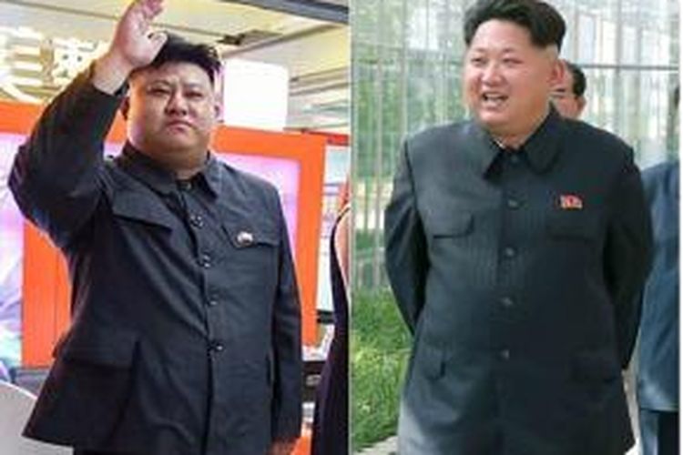 Wang Lei (kiri) rela melakukan operasi plastik agar wajahnya mirip dengan sang idola, pemimpin Korea Utara Kim Jong Un (kanan).