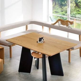 Perusahaan furnitur di Jepang membuat meja makan dengan tempat khusus untuk kucing.