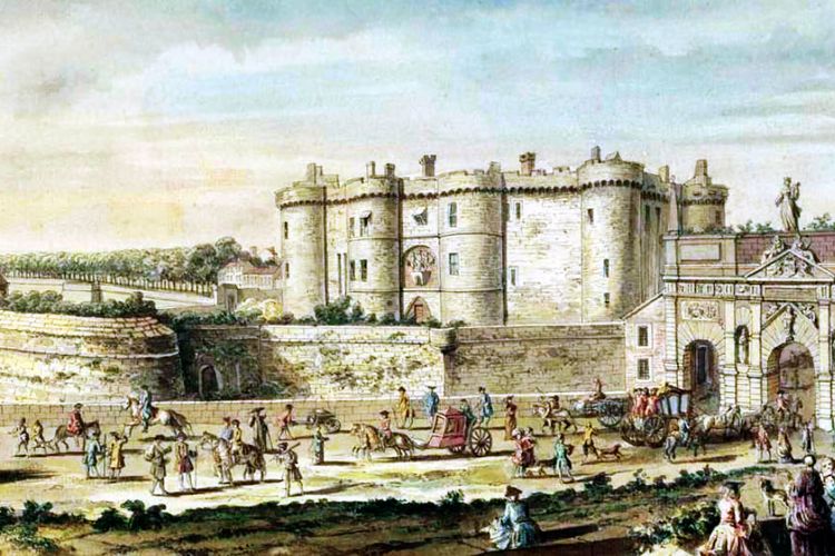 Potret Penjara Bastille di Paris pada awal abad ke-18.