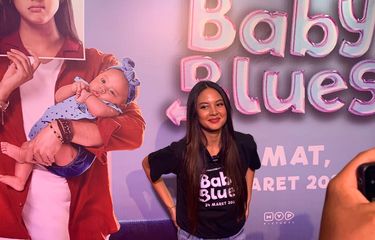 Aurelie Moeremans saat ditemui usai acara premier film Baby Blues di kawasan Epicentrum, Jakarta Selatan, Jumat (18/3/2022).