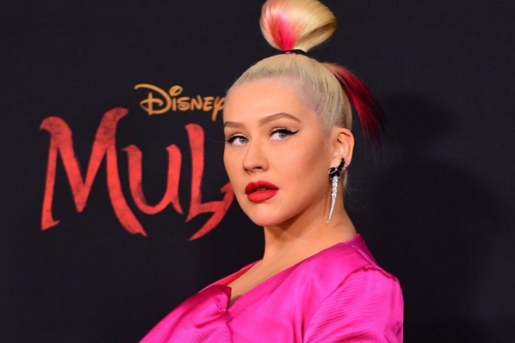 Penyanyi asal AS Christina Aguilera menghadiri pemutaran perdana film Mulan versi live action di Dolby Theatre di Hollywood, California, pada 9 Maret 2020.