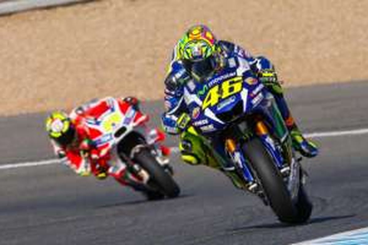 Pebalap Yamaha Movistar Valentino Rossi di Sirkuit Jerez, Spanyol, Jumat (22/4/2016)