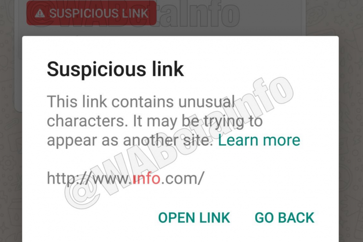 Fitur Suspicious Link yang tengan digodok WhatsApp. 