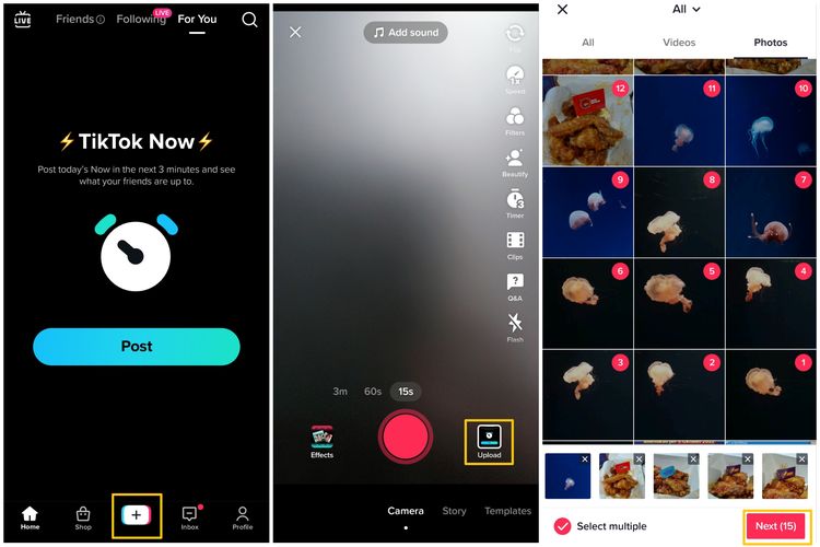 Cara mengunggah gambar format carousel di TikTok dengan fitur Photo Mode.