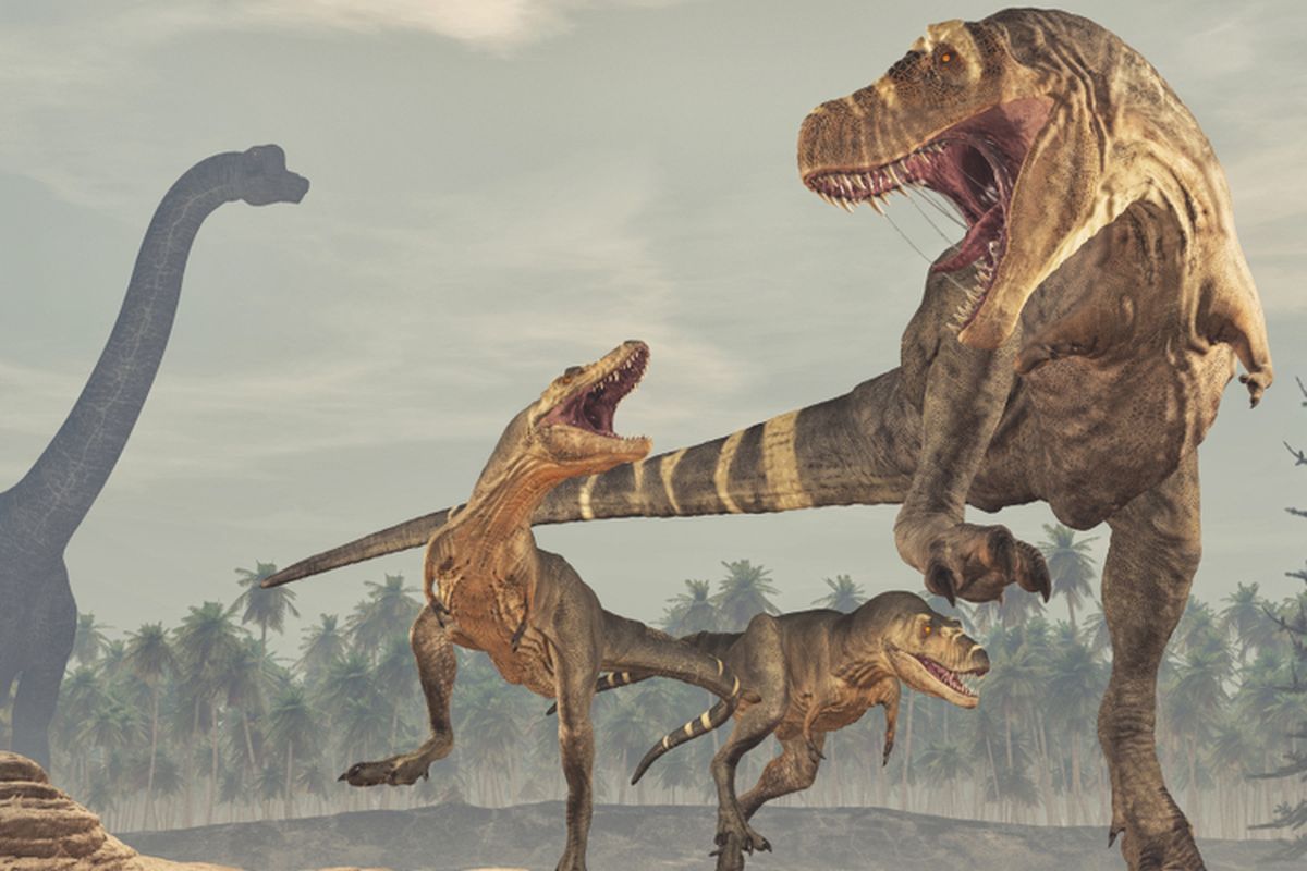 Ilustrasi dinosaurus karnivora, keluarga Tyrannosaurus rex (T-Rex), T.rex.