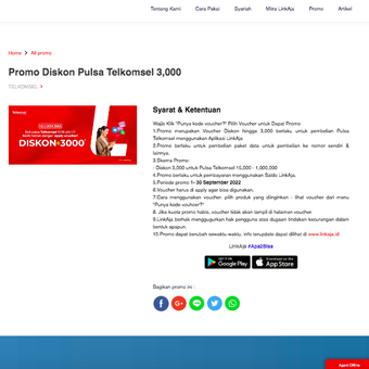 Promo diskon pembelian pulsa dan paket data Telkomsel di aplikasi LinkAja