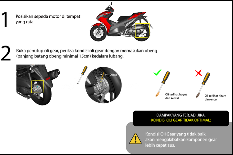 Cara memerika oli transmisi pada skutik