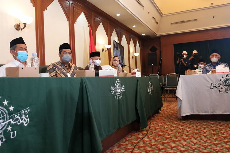 Alissa Wahid, putri Presiden ke-4 RI Abdurrahman Wahid, dalam jumpa pers pengumuman struktur kepengurusan PBNU di Jakarta, Rabu (12/1/2022).