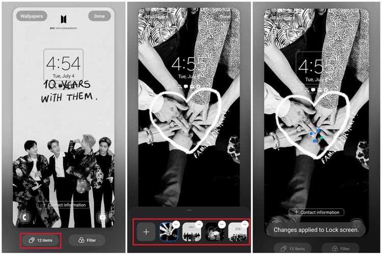 Cara pasang 15 foto di lock screen HP Samsung Galaxy A54 5G.