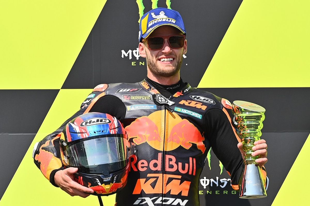 Pemenang MotoGP Ceko 2020, Brad Binder, dari tim Red Bull KTM Factory.