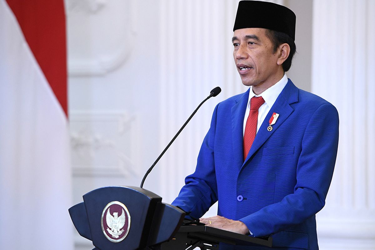 Presiden Joko Widodo menyampaikan pidato untuk ditayangkan dalam Sidang Majelis Umum ke-75 PBB secara virtual di Istana Bogor, Jawa Barat, Rabu (23/9/2020). Dalam pidatonya Presiden Joko Widodo mengajak pemimpin dunia untuk bersatu dan bekerja sama dalam menghadapi pandemi Covid-19.