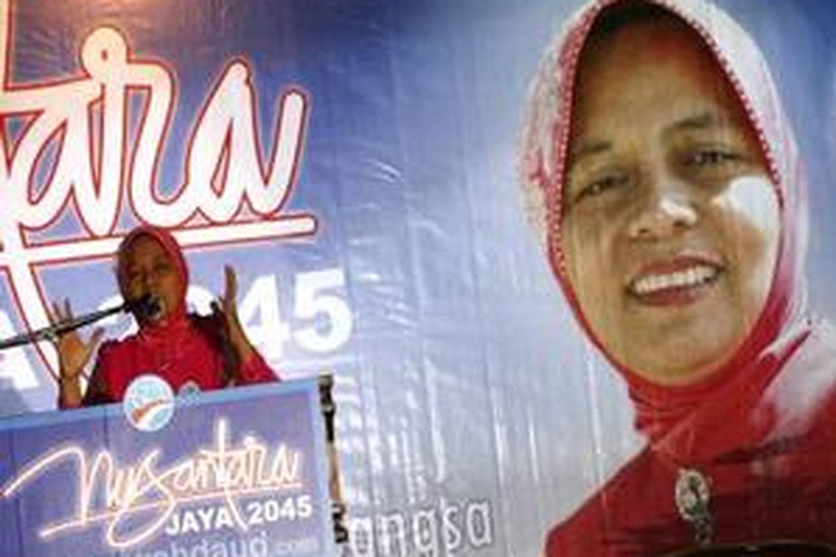 Anggota DPR, Marwah Daud Ibrahim menyampaikan sambutannya pada acara peluncuran Program Nusantara Jaya 2045.