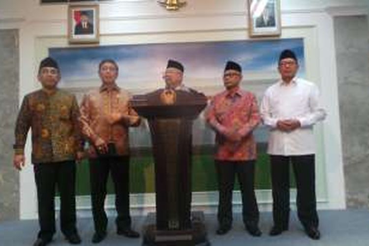 Jumpa pers tiga ormas Islam usai bertemu Presiden Joko Widodo di Istana, Jakarta, Selasa (1/11/2016).