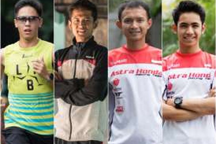 Empat pebalap muda Indonesia (kiri ke kanan), Ali Adrian, Rafid Topan, Dimas Ekky Pratama, dan Andi 