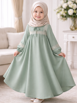 Baju lebaran anak perempuan gamis a line