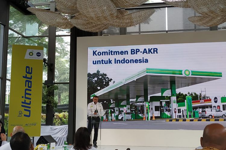 Presiden Direktur BP-AKR Peter Molloy dalam Press Launch bp Ultimate di Hutan Kota GBK, Jakarta, Rabu (2/11/2022).