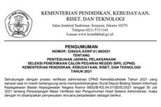 Pengumuman Seleksi Administrasi CPNS 2021 Kemendikbud Ristek Bukan 2-3 Agustus, Lalu Kapan?