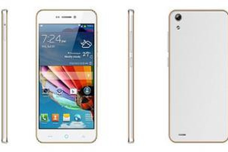 Smartphone Gold-east 5 mirip dengan iPhone 5, tapi antarmukanya mengikuti TouchWiz Samsung