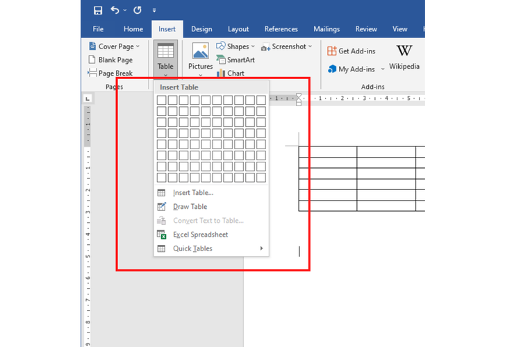 cara membuat tabel di microsoft word