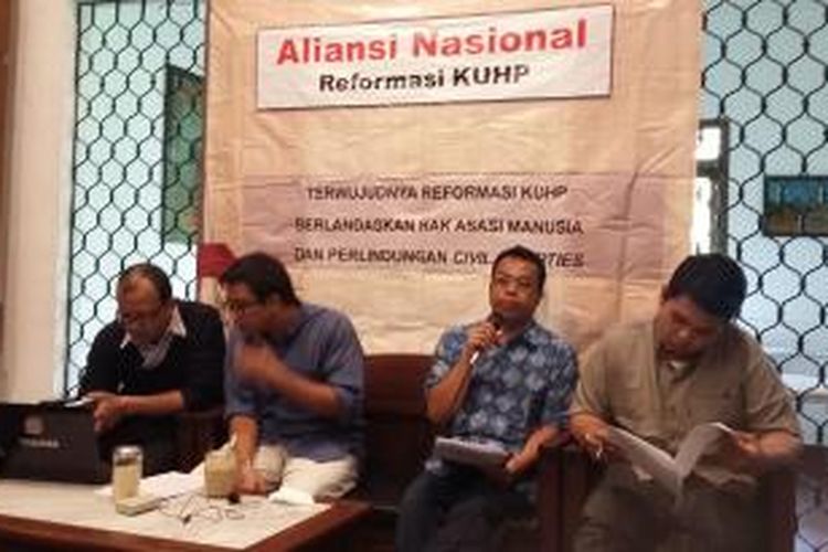 Diskusi publik yang digelar Aliansi Nasional Reformasi KUHP di Cikini, Jakarta Pusat, Kamis (27/8/2015).