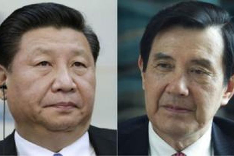 Xi Jinping (kiri) dan Ma Ying-jeou akan berdiskusi soal hubungan lintas Selat Taiwan, kata juru bicara Taiwan. 