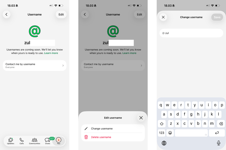 Cara mengganti username WhatsApp yang telah dibuat.