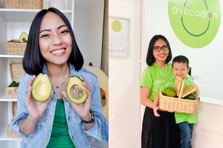 Karlina Kurniawati penjual buah Alpukat yang diberi nama Avocadron. 