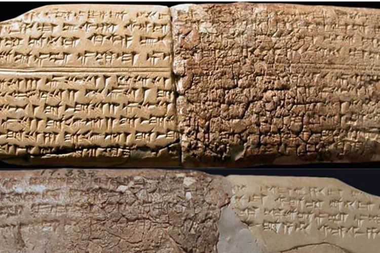 Tablet tanah liat berisi lagu pertama di dunia yang disebut Himne Hurrian, yang ditemukan di Suriah pada 1950-an.